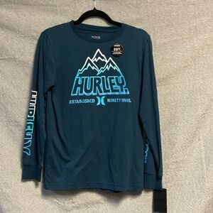 Hurley boys Teal Long Sleeve Graphic Tee